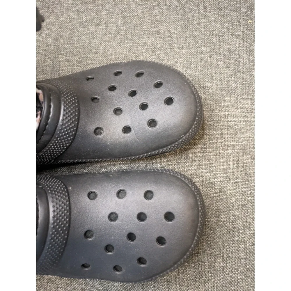 Crocs Black Faux Fur Lined Hybrid Snow Tie Dye Boots Drawstring Men's Size 11